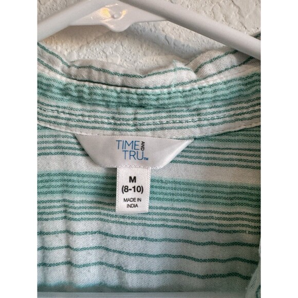Time and Tru Women's Blue White Striped Button Down Shirt Cotton Long Sleeve M - Picture 5 of 10